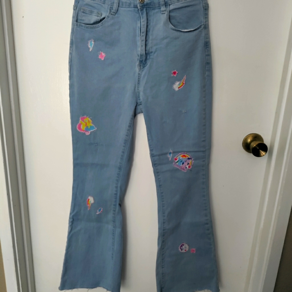 💗BUNDLE 5 FOR 25💗 Y2K My Little Pony Bell Bottom, High Waisted Stretchy Jeans
